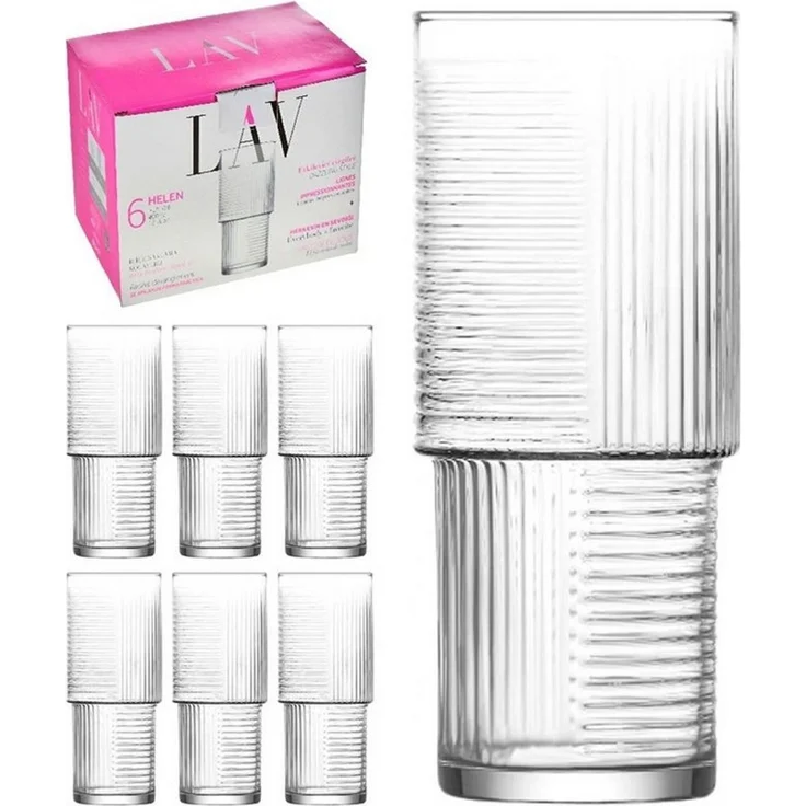 LAV Gläser-Set Helen Longdrinkglas, 6-tlg, Glas, 6er Set, 400ml, ideal für Longdrinks, Wasser, Säfte, Cocktails – Bild 2