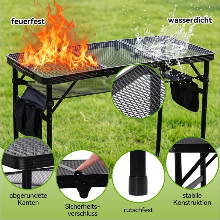 SEHAUSEU Campingtisch klappbar Klapptisch höhenverstellbarer Grilltisch – Bild 3