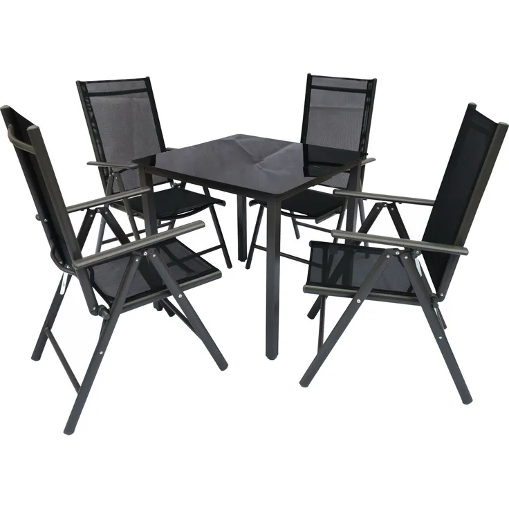 VCM Gartenmöbel-Set Miami 917328 Anthrazit H. 105 x B. 80 x T. 80 cm