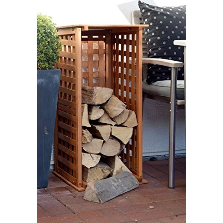 dobar® 29097FSC Kaminholzregal Kompakt | Brennholzregal Massivholz | Kleiner Kaminholzunterstand 0,08 m³ | Feuerholzregal für den Innenbereich | 39 x 39 x 85 cm | Braun – Bild 7