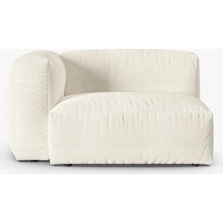 Micadoni Eckmodul mit Armlehne Martina 1-Sitzer 90cm Sitztiefe Boucle Monet Elfenbein Links