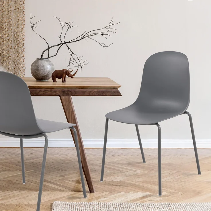 CLP 2er Set Stühle Hardin, stapelbare gartenstühle, wetterfest und UV-beständig,dunkelgrau – Bild 3