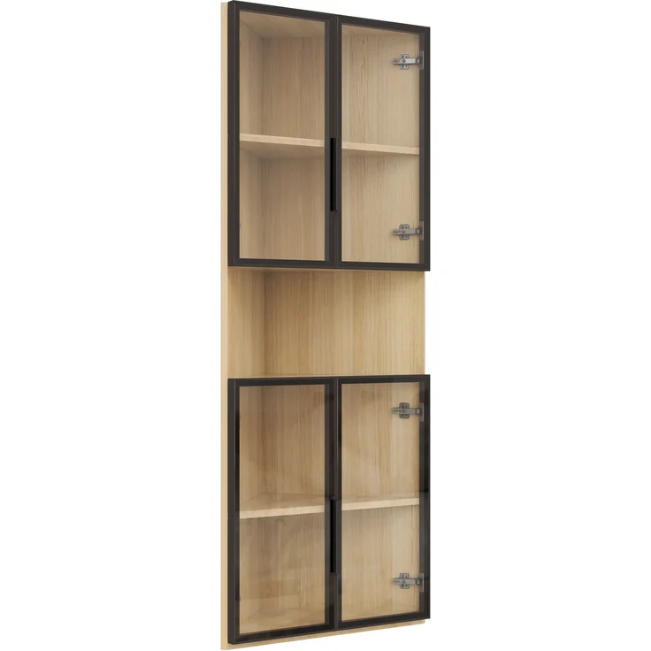 ZUBALIYA LED-Glasvitrine 62x32x160cm – Außenseite aus Eiche, integrierte Lichtleiste, staubdichter Schrank aus gehärtetem Glas, Eckvitrine mit Tür – Sammlungsvitrine, Bücherregal, Weinschrank,Badezimmerschrank – Bild 13