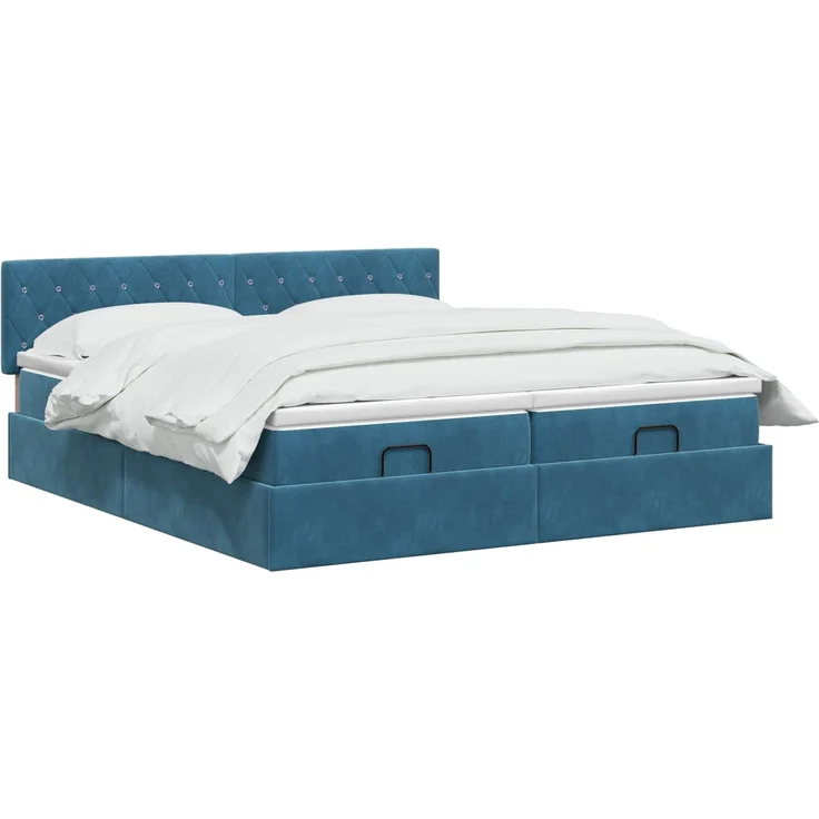 vidaXL Ottoman-Bett mit Matratze und LED Dunkelblau 180 x 200 cm Samt 3457318 – Bild 3
