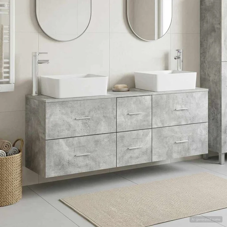 vidaXL Badezimmerschrank-Set 3 stk. Betongrau 136 x 35 x 80 cm 3405862 – Bild 1