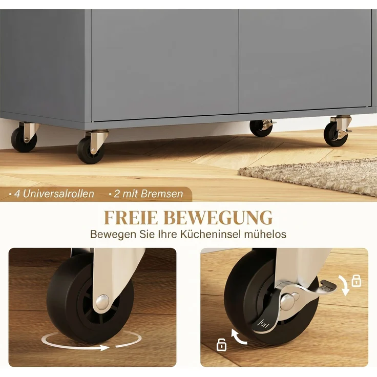 HOMCOM Kücheninsel, Spanplatte, MDF, Grau, 106L x 42B x 87H cm – Bild 7