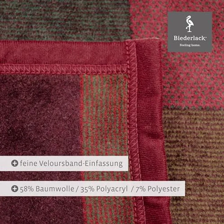 Wohndecke Color Squares red, rot-bunt karierte Decke in 150x200, Baumwoll-Mix, Biederlack, Made in Germany – Bild 6