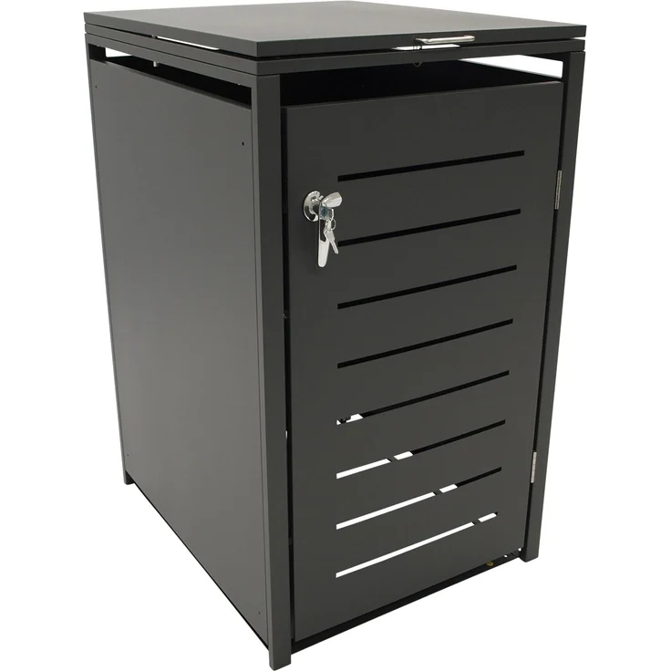 DEGAMO KÖLN Mülltonnenbox 1-er, Stahl verzinkt, anthrazit, 60x62x102cm für kleine Tonnen 120 Liter – Bild 1