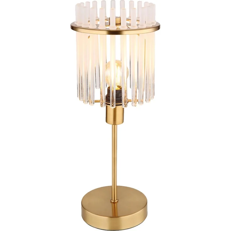 Tischleuchte, Metall, Gold, Glasstäbe, E14, H 37,5 cm – Bild 2