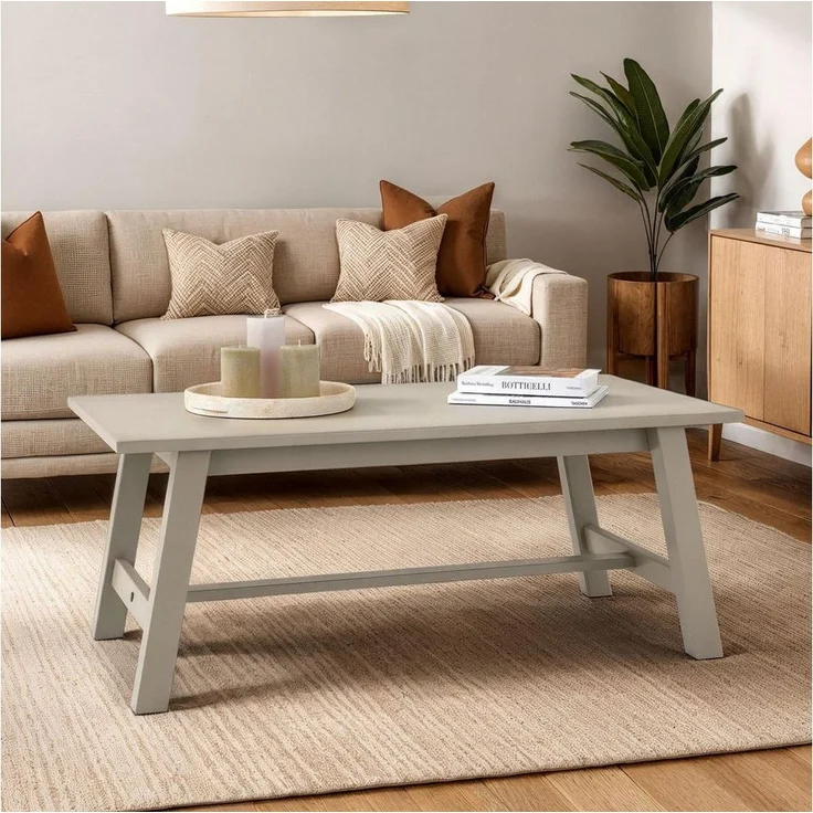 IDIMEX Couchtisch LUZERNA, Wohnzimmertisch 45x60 cm aus Massivholz, moderer Sofatisch grau – Bild 1