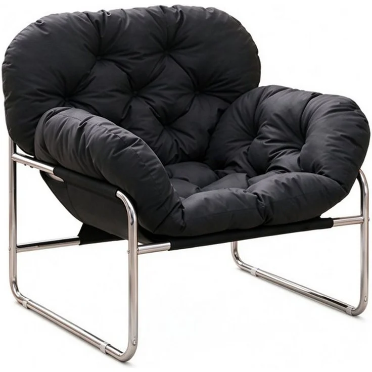 PEALOV Relaxsessel mit Armlehnen, Loungesessel aus Kunstleder mit Metallgestell, Weiß (1-St), für Wohnzimmer und Büro, 79,5 x 74 x 66 cm – Bild 3