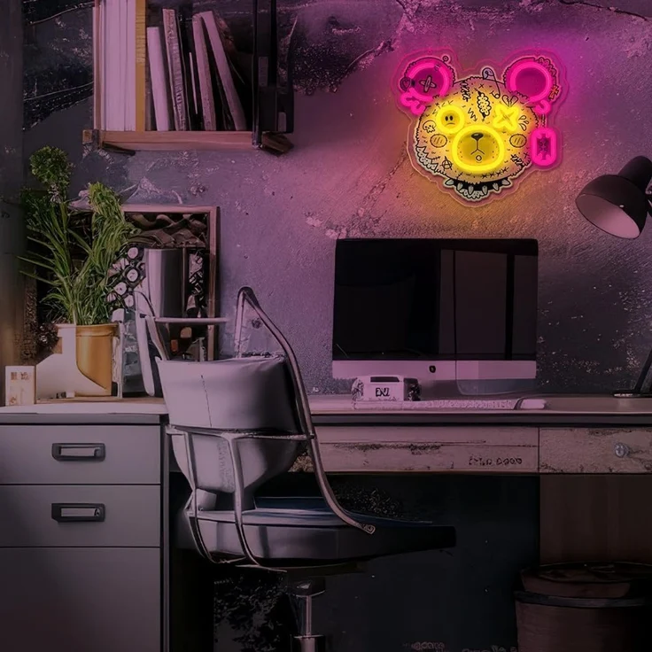 Forever Light LED Neon Art Wandkunst Wanddekoration Dekolicht Punk Teddy Bear – Bild 6