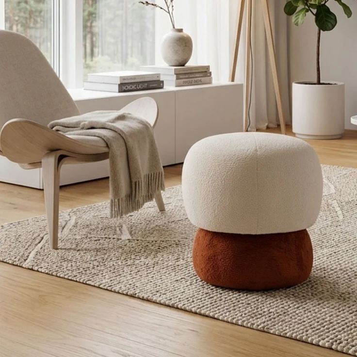 Skye Decor 'Coco - Cream, Orange' Pouf, Creme / Orange, 33 x 43 x 38 cm – Bild 1