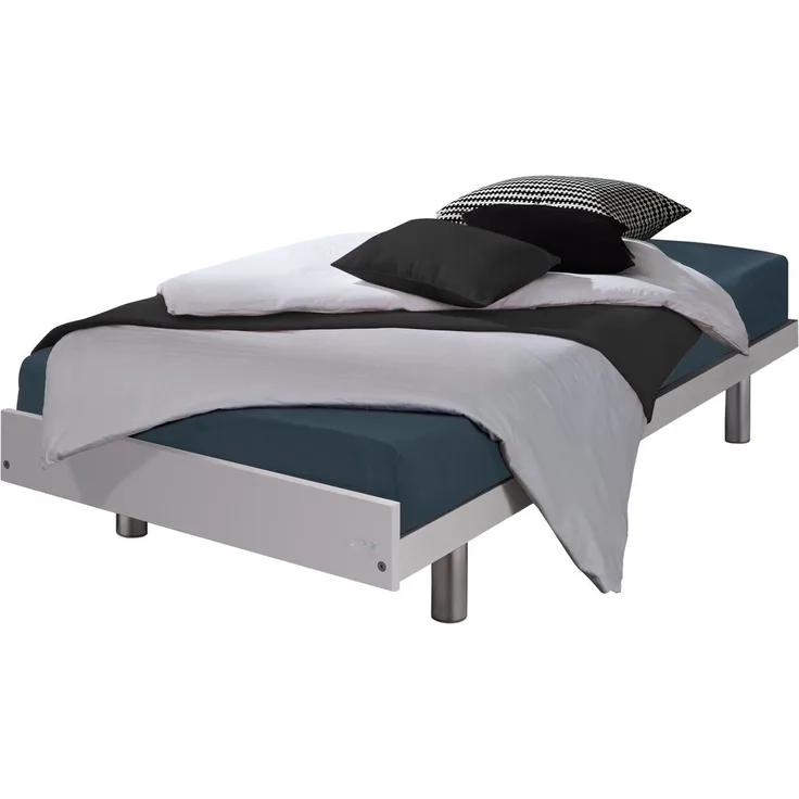 Hasena Gästebett Econom Weiß mit Alu-Füßen Fußhöhe 25 cm, Lattenrost Flex K Komforthöhe