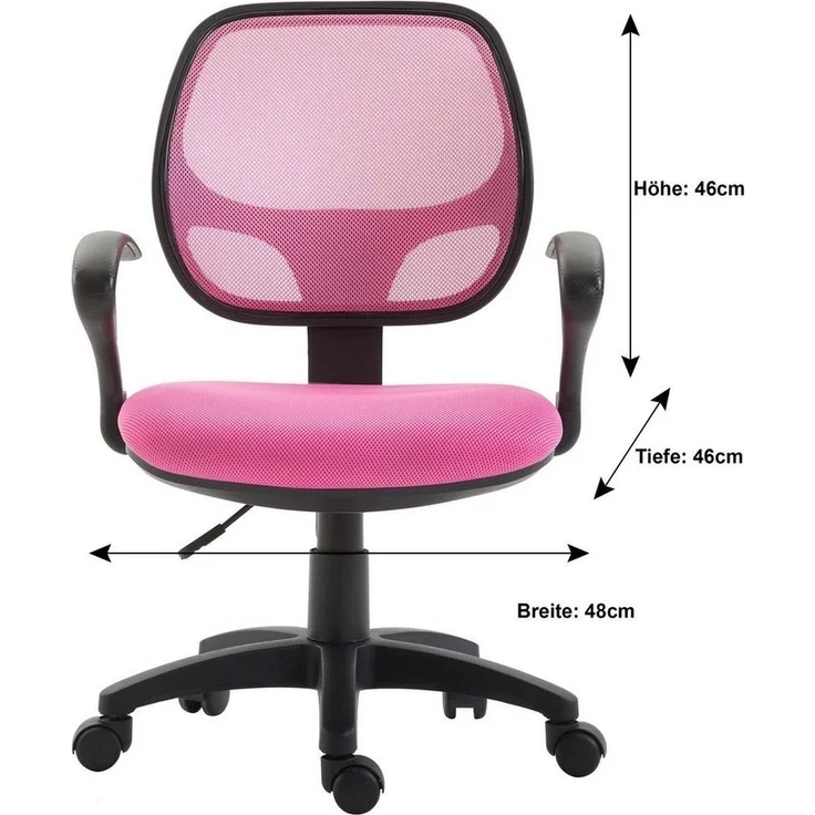 IDIMEX Drehstuhl COOL, Schreibtischstuhl Kinder ergonomisch höhenverstellbar Drehstuhl pink – Bild 2