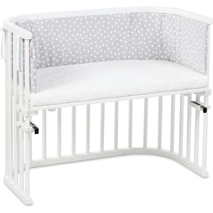 babybay Nestchen Piqué passend für Modell Boxspring XXL, perlgrau Punkte weiß – Bild 5