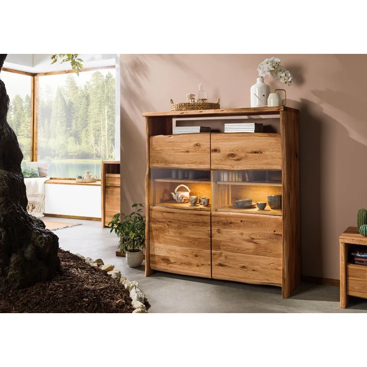 Highboard Wildeiche 131x45x147 natur geölt PURE OAK #105 – Bild 9