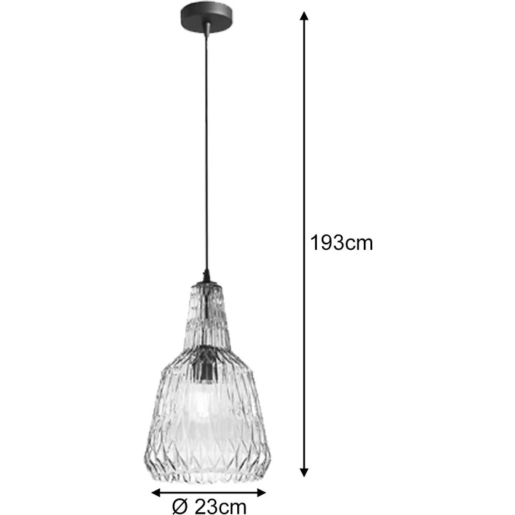 LED Hängelampe einflammig, Kristallglas Grau facettiert, Ø 23cm – Bild 4