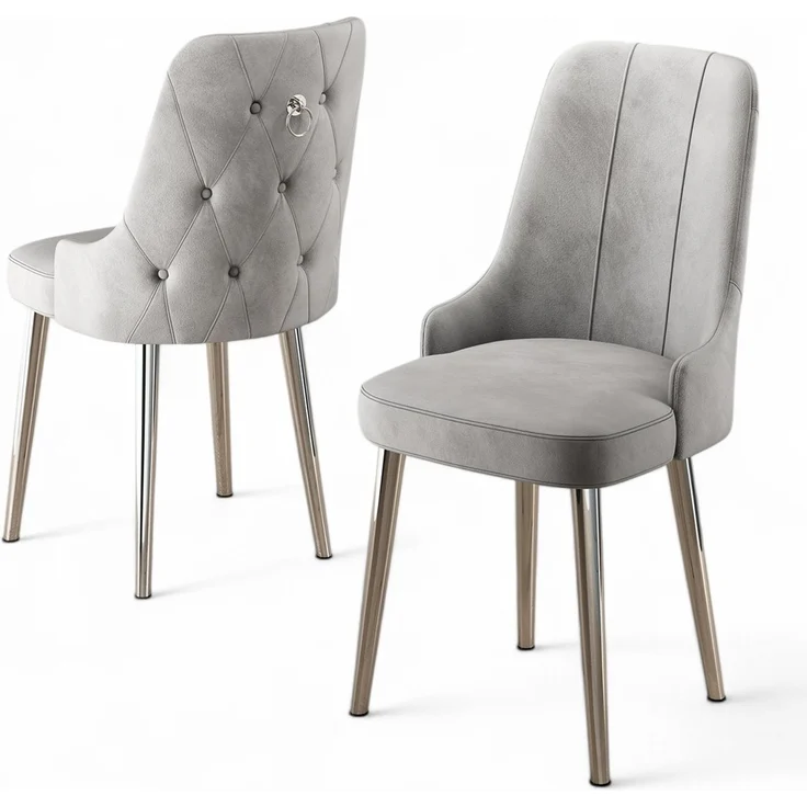 Skye Decor 'Newa - Grey, Chrome' Stuhlset (2-teilig), Grau / Chrom, 46 x 94 x 46 cm – Bild 2