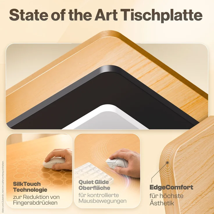 LUTIVO Foxtrot, Höhenverstellbarer Schreibtisch Elektrisch, Memory-Funktion und Kabelmanagement, 120 x 60 cm, Schwarz/Holz – Bild 5