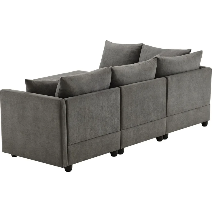 Big-Sofa mit Rückenkissen, Zierkissen, loser Rückenkissen und Zierkissen, 5-Sitzer Sofa, Leinen Bezug – Bild 8