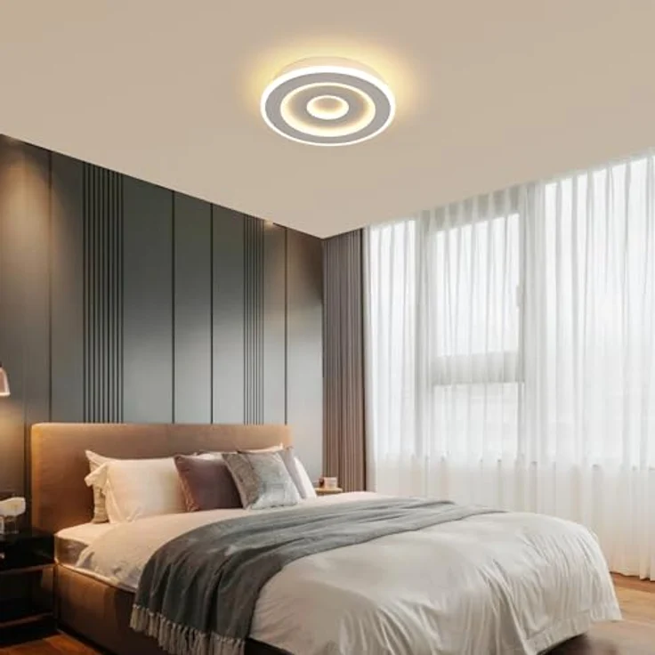 Comely LED Deckenleuchte Runden, 28cm 28W Weiß Moderne Deckenlampe Deckenbeleuchtung für Schlafzimmer, Wohnzimmer, Flur, Warmes Licht 3000K – Bild 3