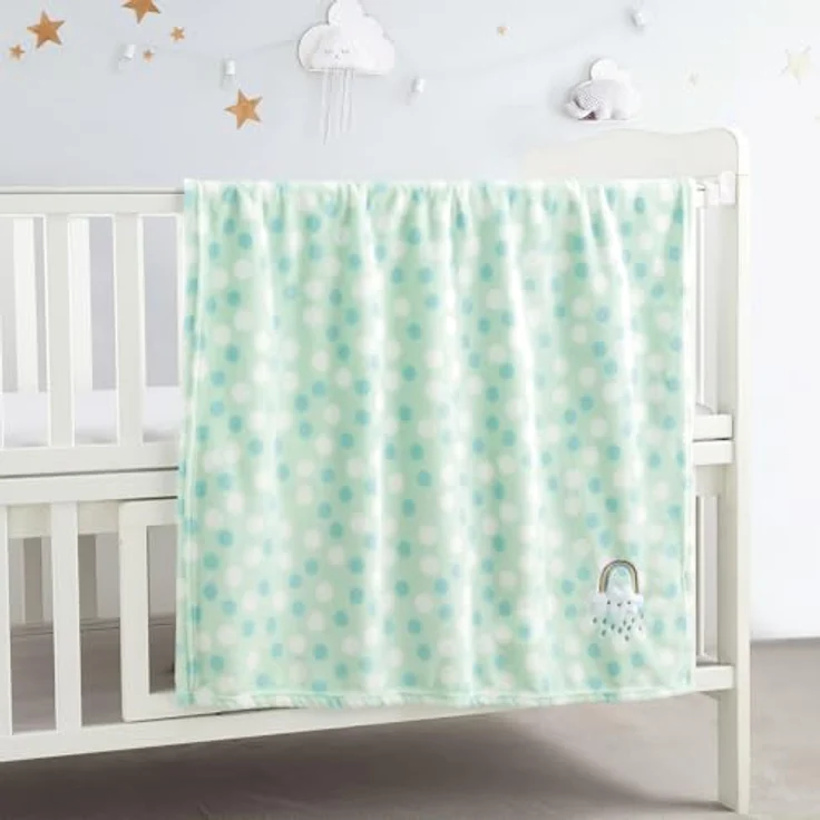 CREVENT Leichte, Flauschige, warme Plüsch-Babydecke für Säuglinge, Kleinkinder, Neugeborene, Unisex, Kinderbett, Kinderbett, Kinderwagen (75x100 cm, grüner Regenbogen, Unisex) – Bild 3