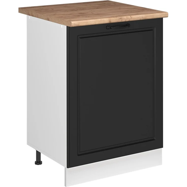 Küchenunterschrank R-Line Anthrazit Landhaus/Weiß 60 cm mit 1 Tür Arbeitsplatte Goldkraft Eiche Vicco – Bild 1