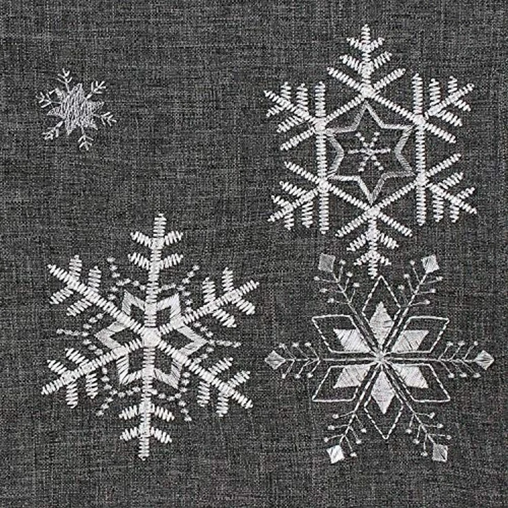 Tischläufer in edlem grau mit Stickerei "Eiskristall" in silber, 40x140 cm – Bild 4