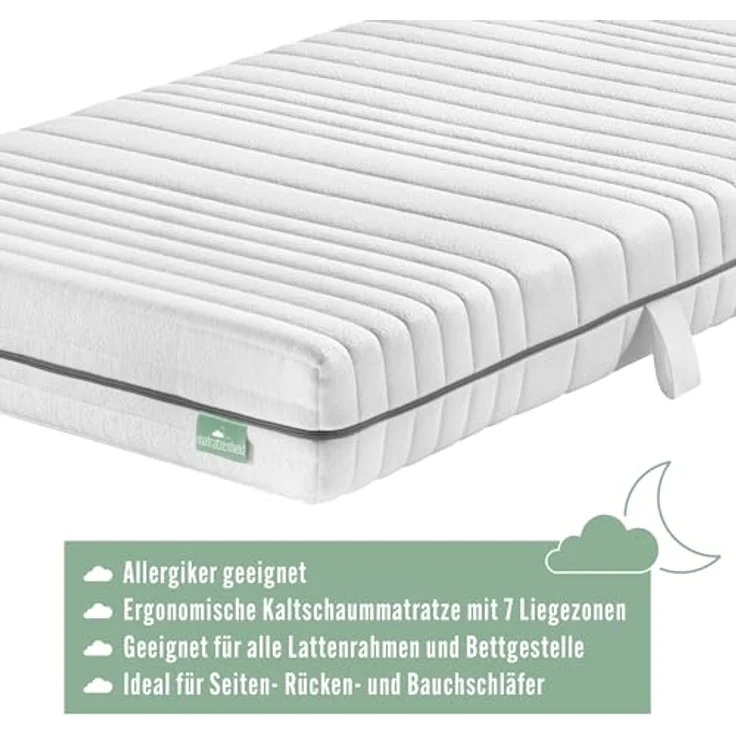 Matratzenheld Wellness Matratze | Made in Germany | Orthopädische 7-Zonen Kaltschaummatratze | produziert in Deutschland | Härtegrad 2 (H2) 0-80 kg | Öko-Tex Zertifiziert | Höhe 18cm | 80x200 cm – Bild 4