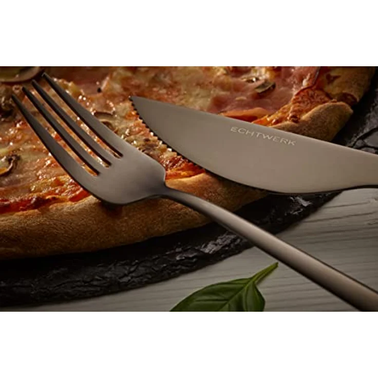 Echtwerk Pizzabesteck, Schwarz, 8-teiliges Set mit ergonomischem Griff, rostfrei und lebensmittelecht, 23 cm – Bild 7