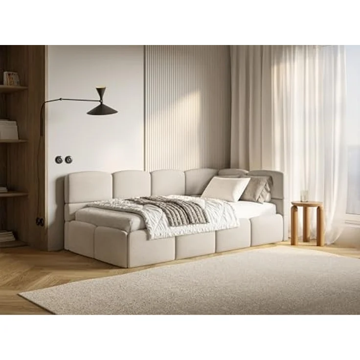 Selsey 'Cloudy' Jugendbett 120 cm, Bettkasten, Chenille, Kopfteil rechts, Creme – Bild 4