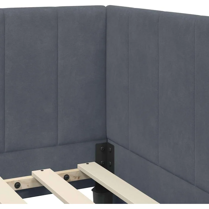 vidaXL Eckbettgestell mit Kopfteil Dunkelgrau 90 cm x 200 cm Samt 42016349 – Bild 7
