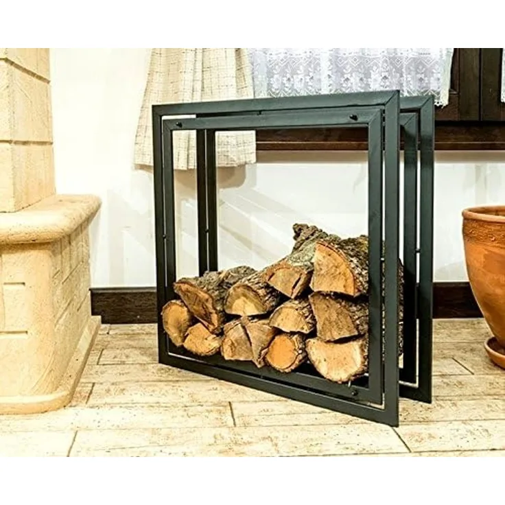 Kaminholzregal Square Kaminholzständer 70cm Holzkorb Kaminholzhalter Holzregal