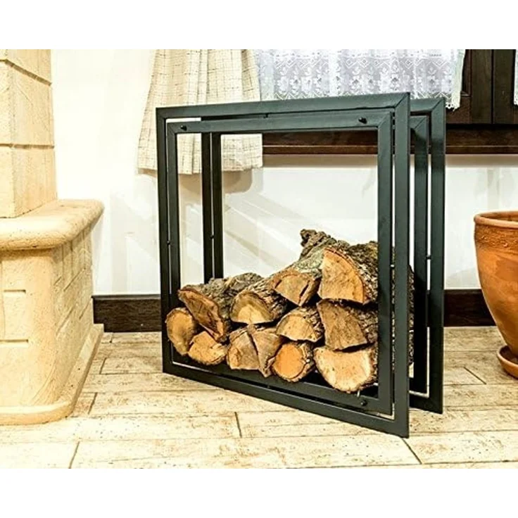 Kaminholzregal Square Kaminholzständer 70cm Holzkorb Kaminholzhalter Holzregal – Bild 1