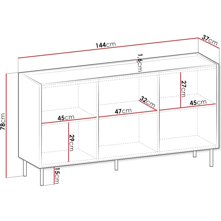 Kommode Tewos K144 (Farbe: Nuss Warmia / Nuss Warmia + Marmor Schwarz) – Bild 3