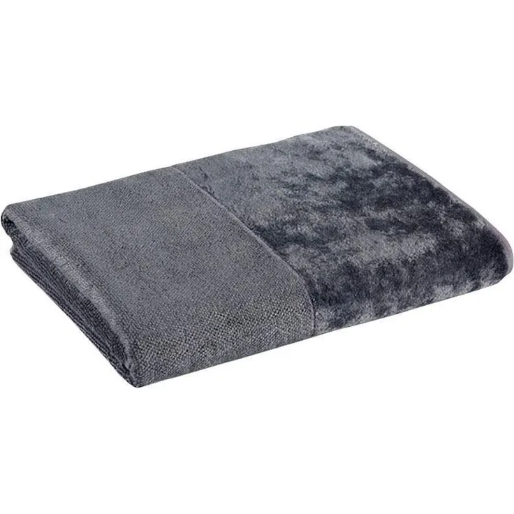 möve Handtuch Bamboo Luxe mit Veloursbordüre Grau 50x100
