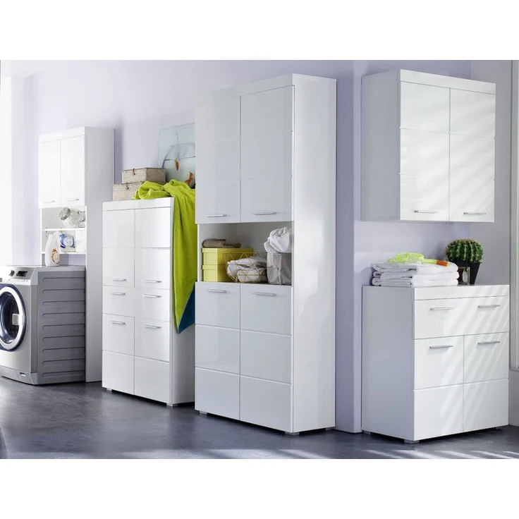 Badmöbel Midischrank Adamo Hochglanz weiß 73 x 132 cm – Bild 5