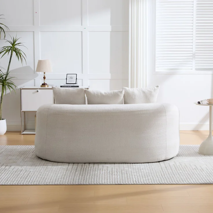 LVHOM 2-Sitzer Sofa mit 3 Kissen, Cloud Sofa mit komprimiertem Design, kein Aufbau erforderlich, Doppelsofa aus Chenille, Beige – Bild 10