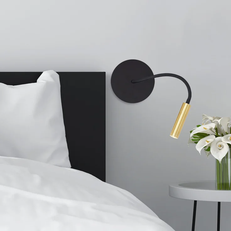 Brilliant Lampe Jutta LED Wandspot mit Flexarm und Schalter sand schwarz/matt gold Metall/Kunststoff schwarz 4,1 W LED integriert – Bild 8