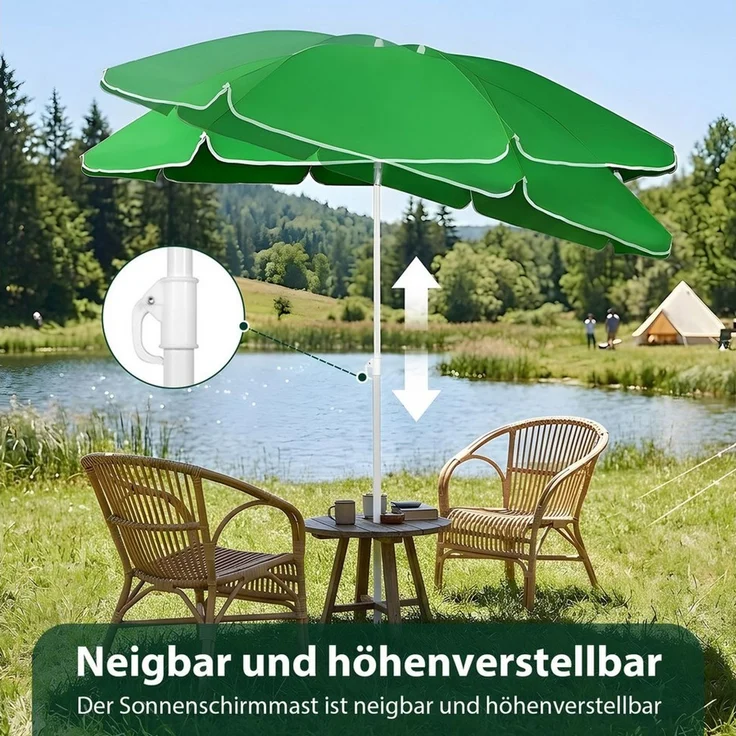 SUNULA Sonnenschirm Ø140/Ø160 cm Balkonschirm Rund Strandschirm mit Schutzhülle, LxB: 160x160 cm, 160 cm mit Knickfunktion, Höhenverstellbar, für Balkon und Garten – Bild 4