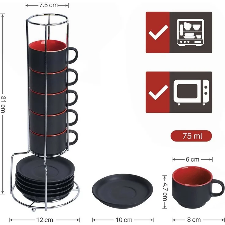MiaMio Espressotasse Espressotassen Set Le Papillon Kollektion (6 x 75ml) – Bild 2