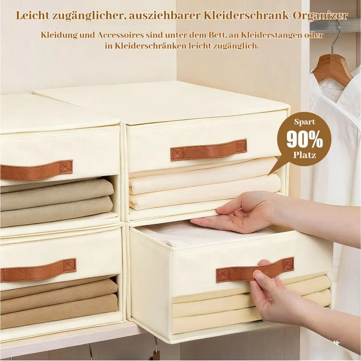 BlingBin Aufbewahrungskorb Kleiderschrank Organizer Aufbewahrungsschubladen 3er Pack, ausziehbar (3 Stück, 3 St, 40 x 32 x 17 cm), faltbar und stapelbar, mit Sichtfenster für Kleiderschrank, Wohnzimmer – Bild 1