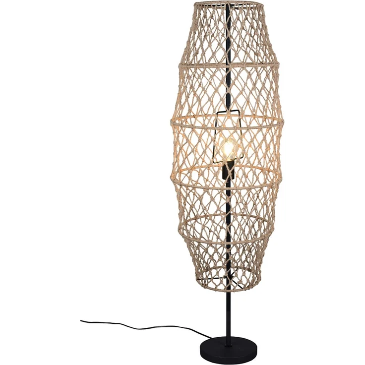 Kleine Boho Stehlampe HIVE Lampenschirm geflochten aus Hanfseil, Höhe 120cm – Bild 2