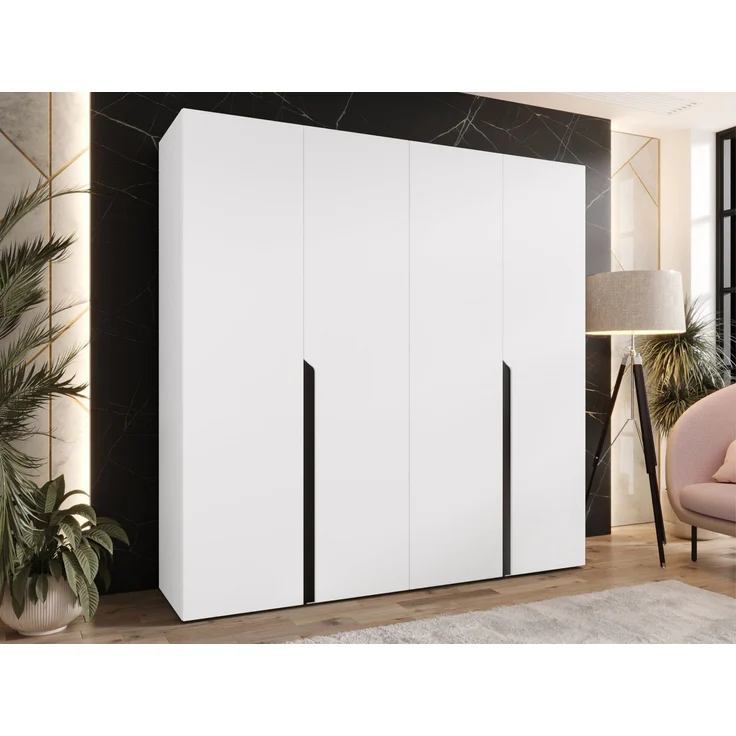 Kleiderschrank Veluna I 200 (Farbe: Weiß / Weiß + Schwarz) – Bild 2