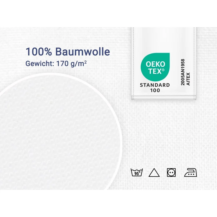 ZOLLNER Betttuch, Linon, Gummizug: ohne, (1 Stück), 150 x 200 cm, 100% Baumwolle, vom Hotelwäschespezialisten – Bild 2