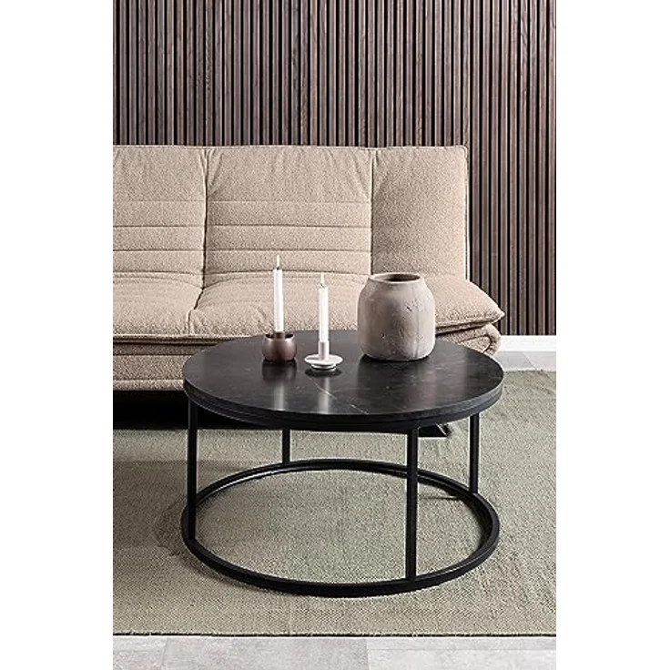 AC Design Furniture Jasper Schlafsofa in Beige, mit 3 Liegepositionen, Moderner 3-Sitzer ohne Armlehne, Gepolstertes Sofa mit Bouclé-Bezug und Schwarzen Beinen, B: 196 x H: 91 x T: 98 cm – Bild 14