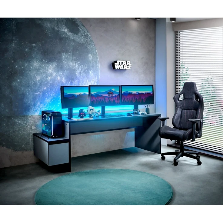 Venda 'DANJO' Gamer Stuhl, Mikrofaser schwarz, 73 x 130 x 60 cm, höhenverstellbar mit Tilt-Funktion – Bild 9