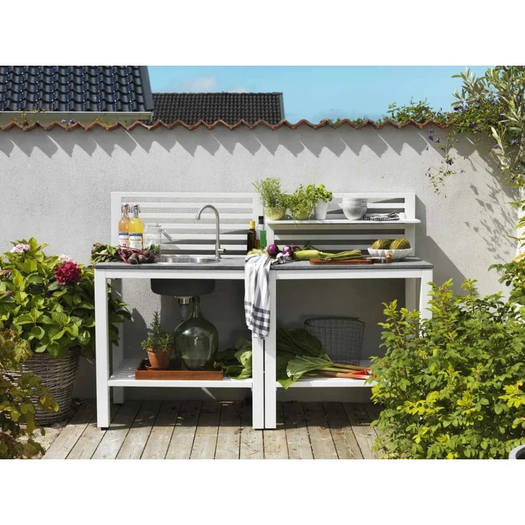 Outdoor Küche Bellac von Brafab aus Aluminium und Stein, modern, Weiß und Grau, inkl. Regal – Bild 5