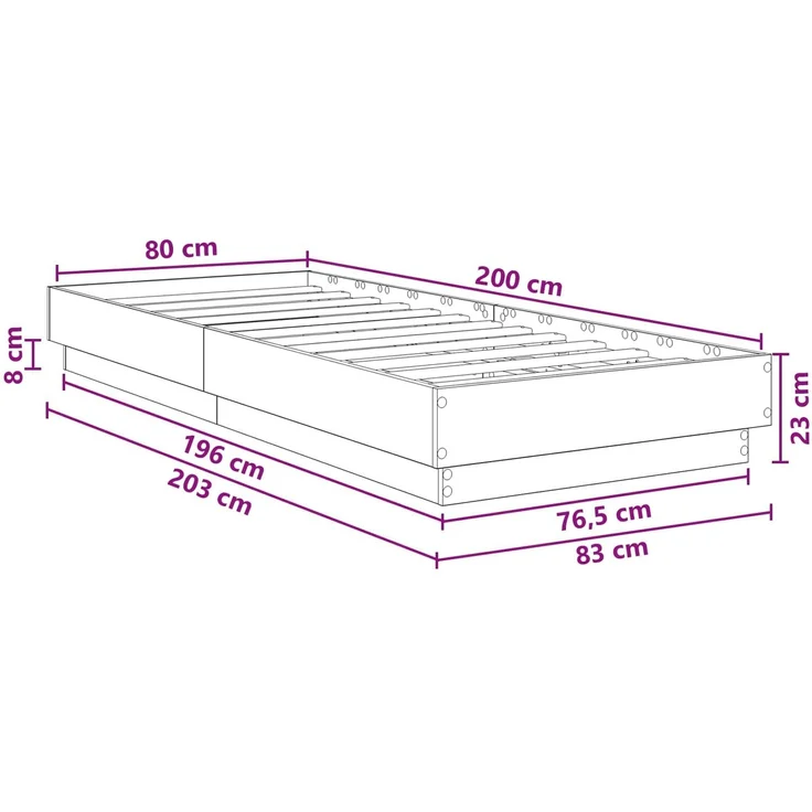 vidaXL Bodenbettgestell Altholz 80 x 200 cm Holzwerkstoff 8009070 – Bild 6